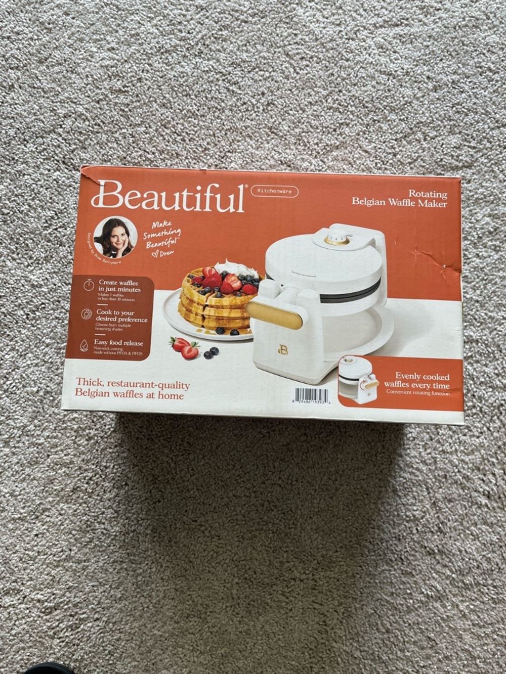 Rotating Belgian Waffle Maker - Cream